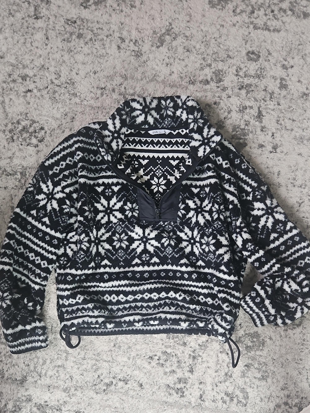 DSG Black and White Nordic Half-Zip Fleece Pullover